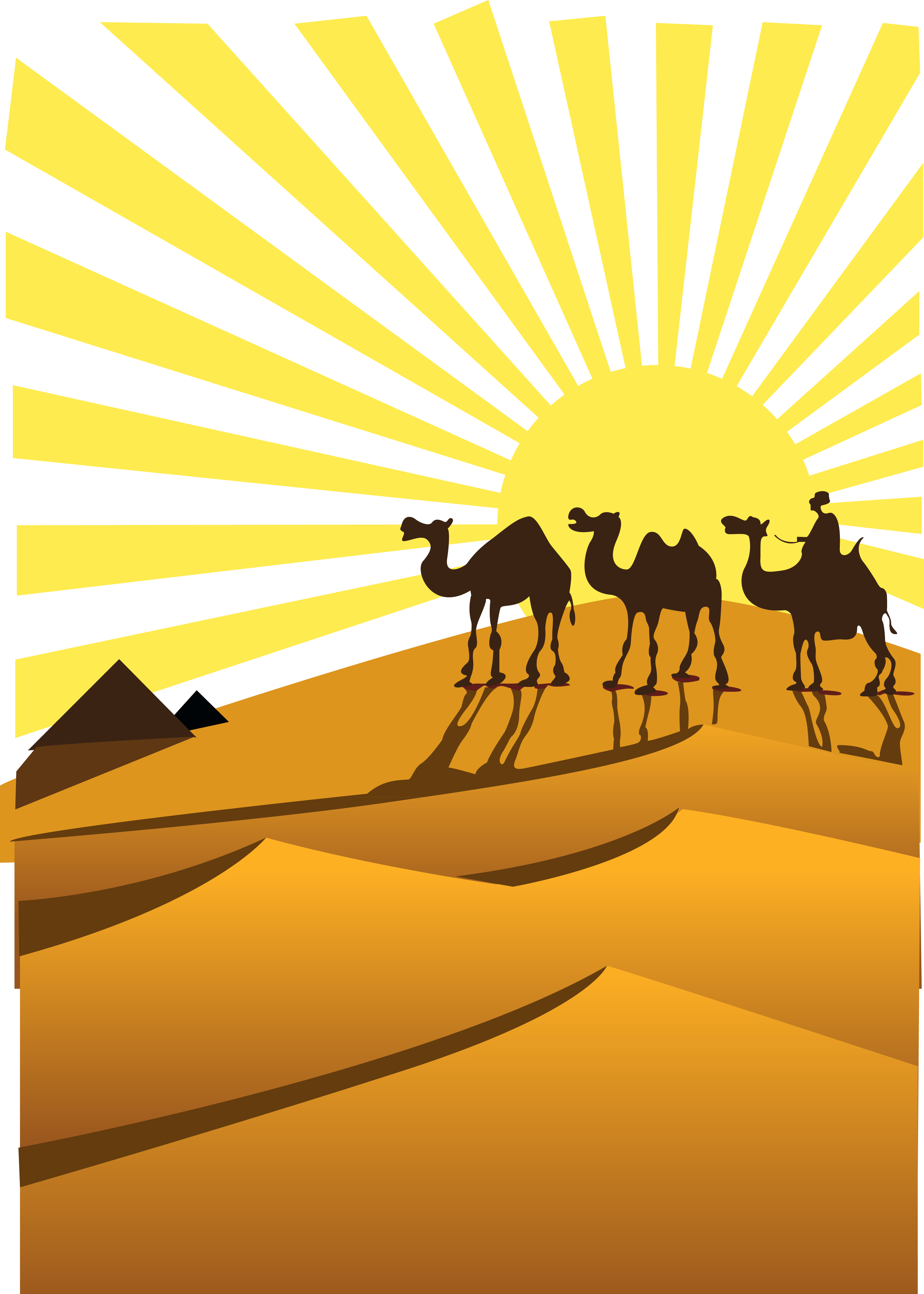 Desert Caravan Sunset Silhouette