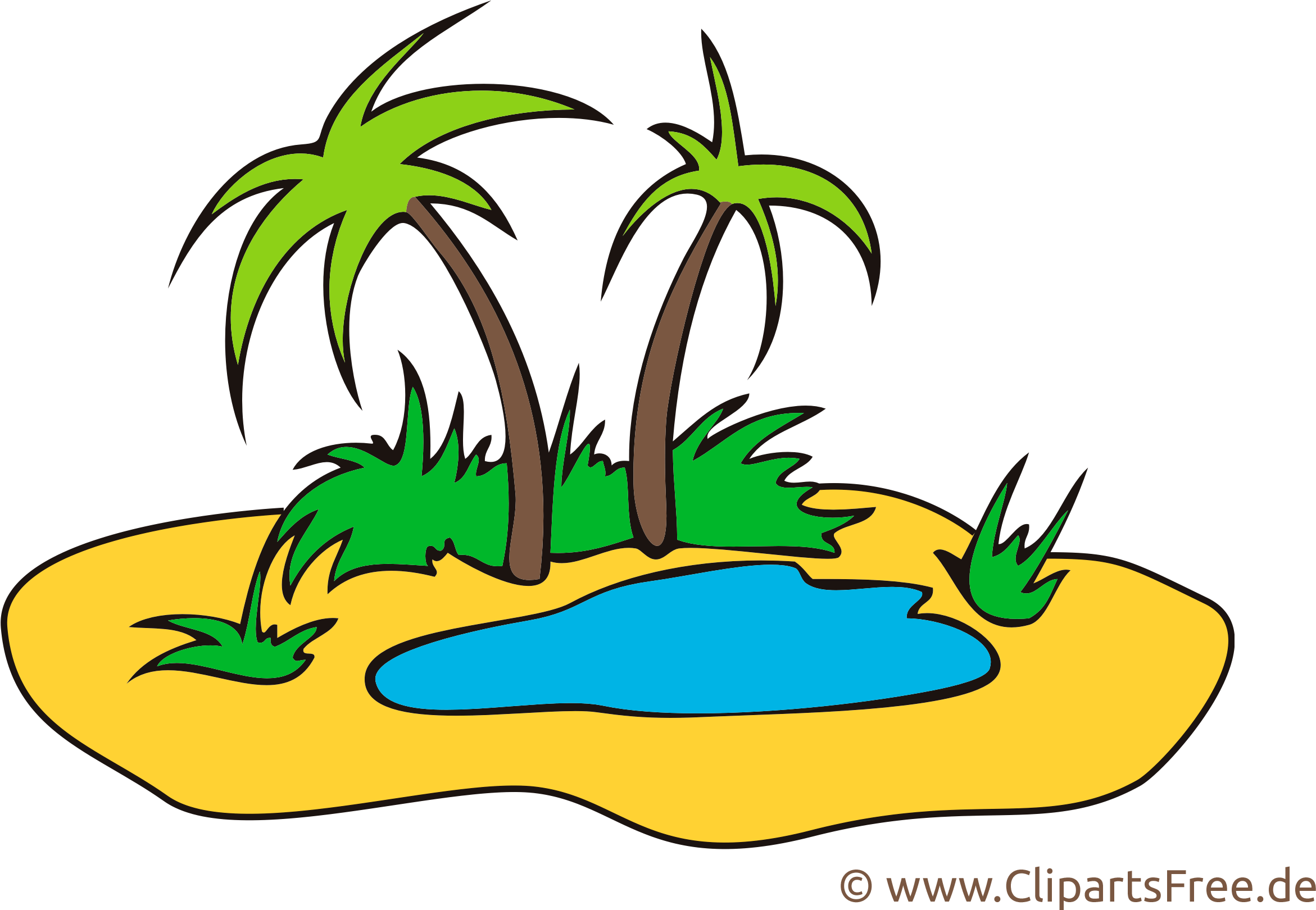 Desert Oasis Cartoon Illustration