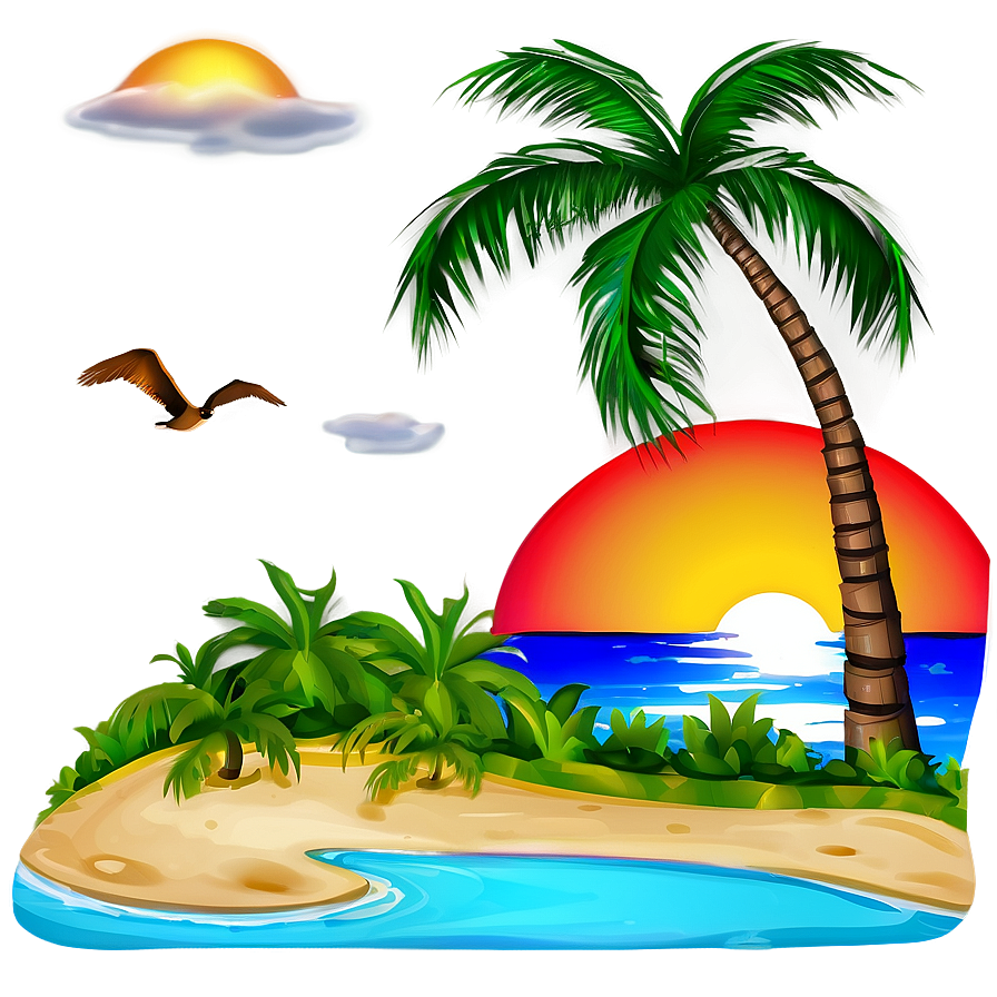 Deserted Island Sunset Png Uyd80