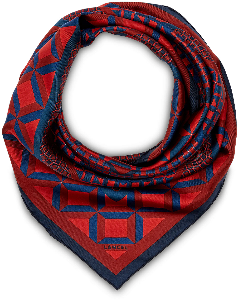 Designer Redand Blue Geometric Scarf