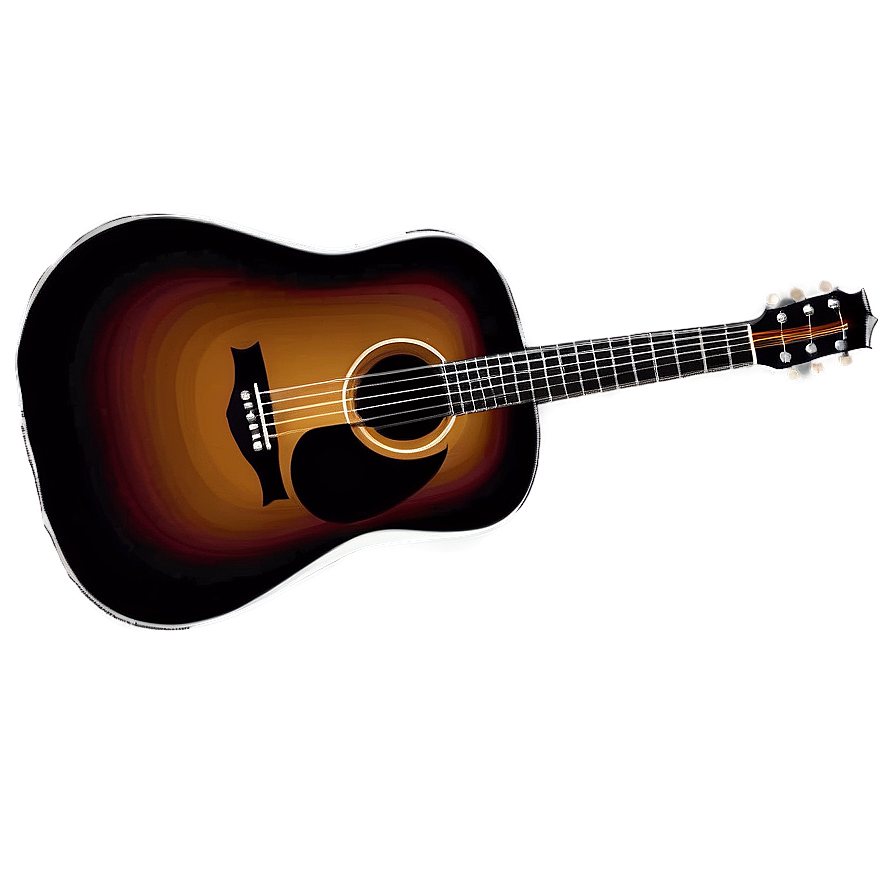 Detailed Acoustic Guitar Sketch Png Sgw