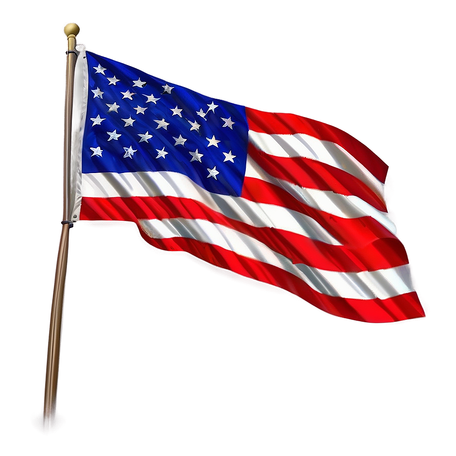 Detailed American Flag Waving Illustration Png 04302024