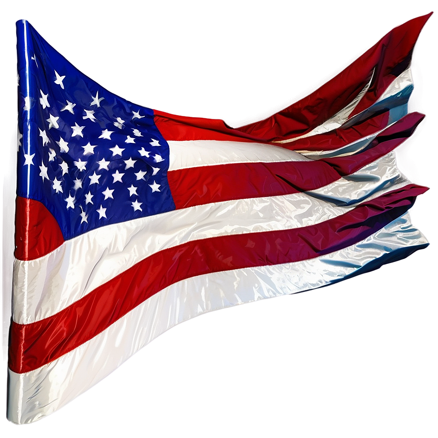 Detailed American Flag Waving Illustration Png Tmg77