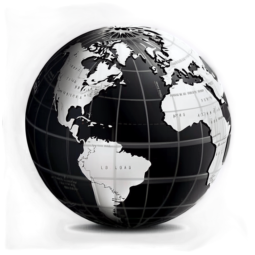 Detailed Black And White Globe Illustration Png Whm