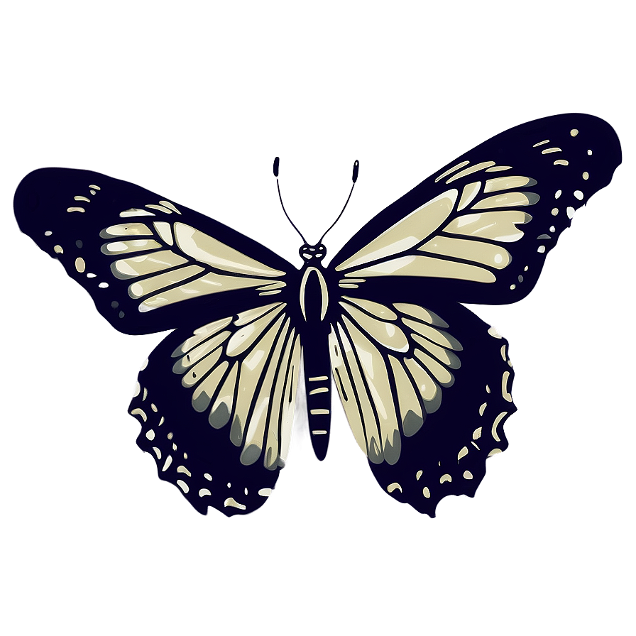 Detailed Black Butterfly Outline Png Pvs