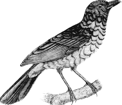 Detailed Blackand White Bird Illustration