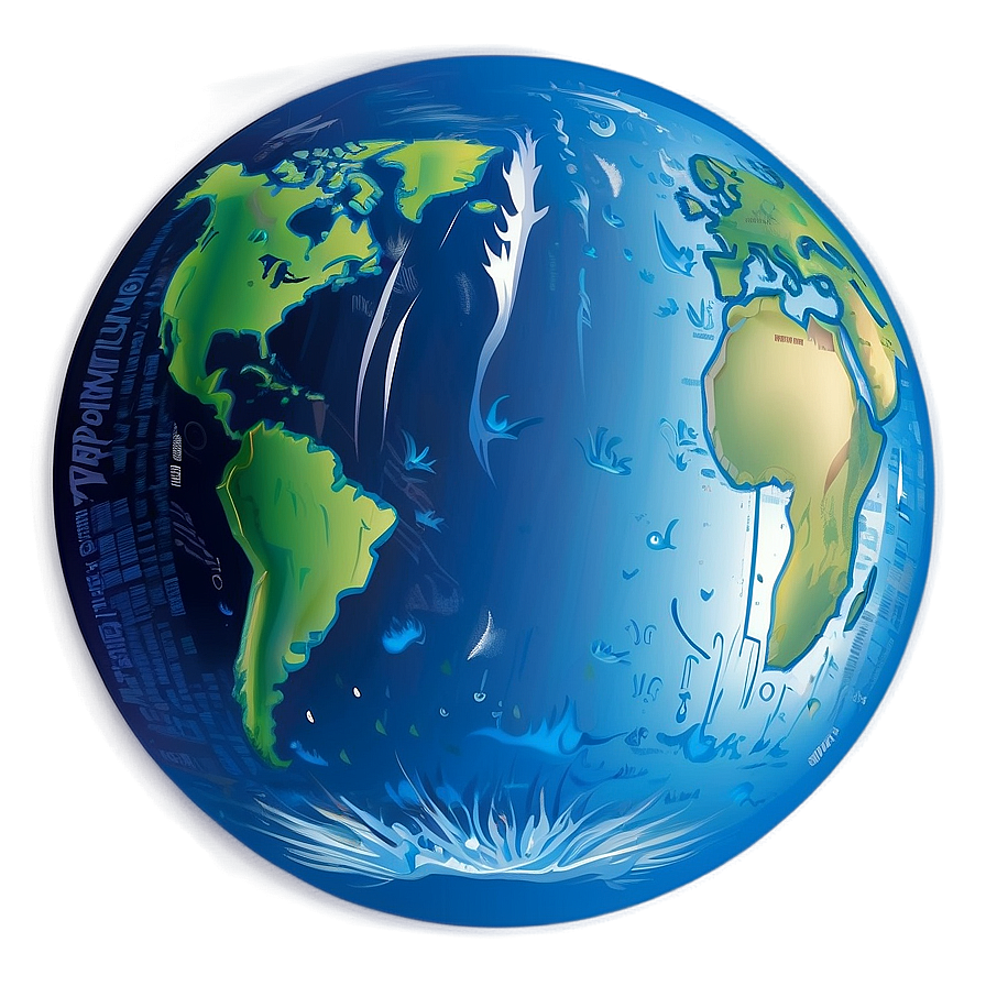 Detailed Blue Planet Vector Png 06292024