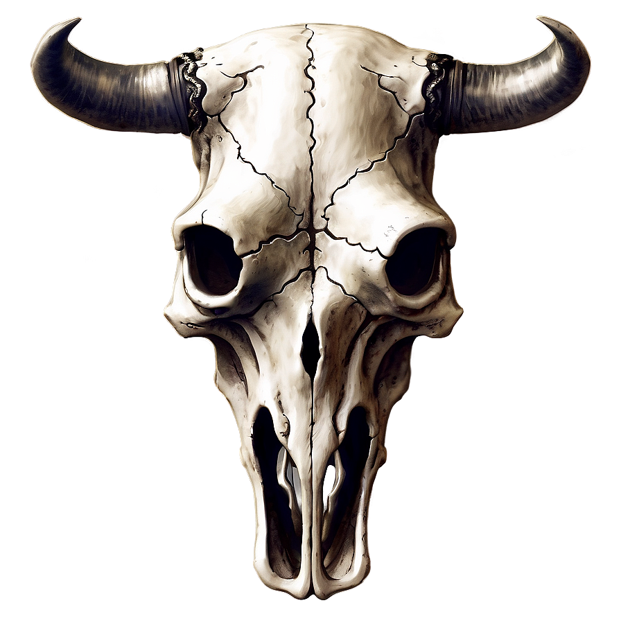 Detailed Bull Skull Sketch Png 85