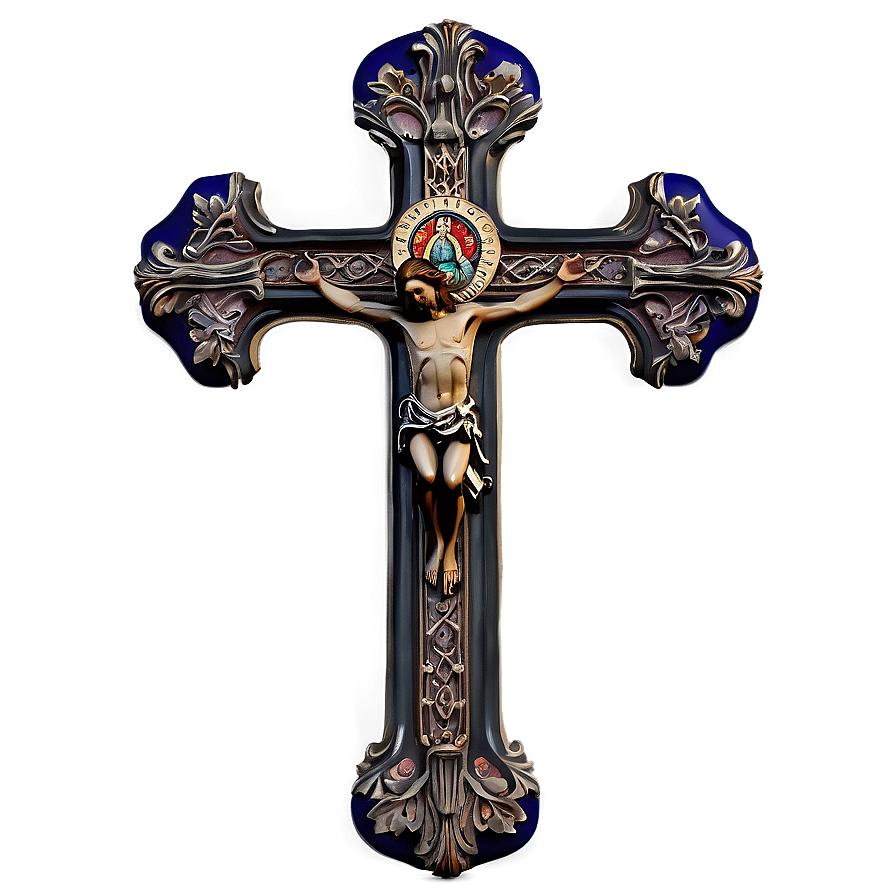 Detailed Catholic Cross Render Png 06122024