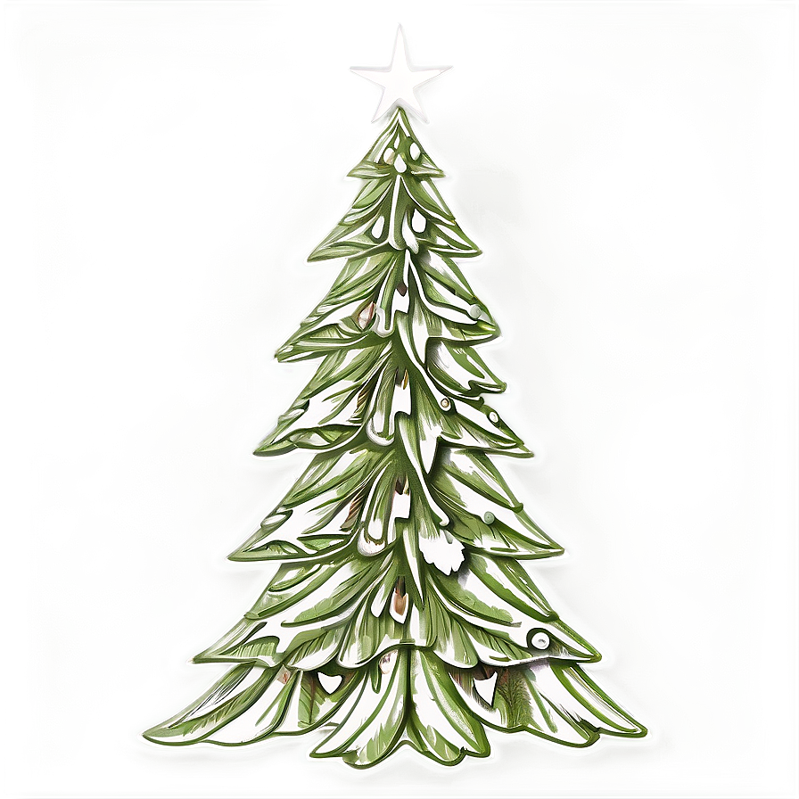 Detailed Christmas Tree Line Work Png 06132024