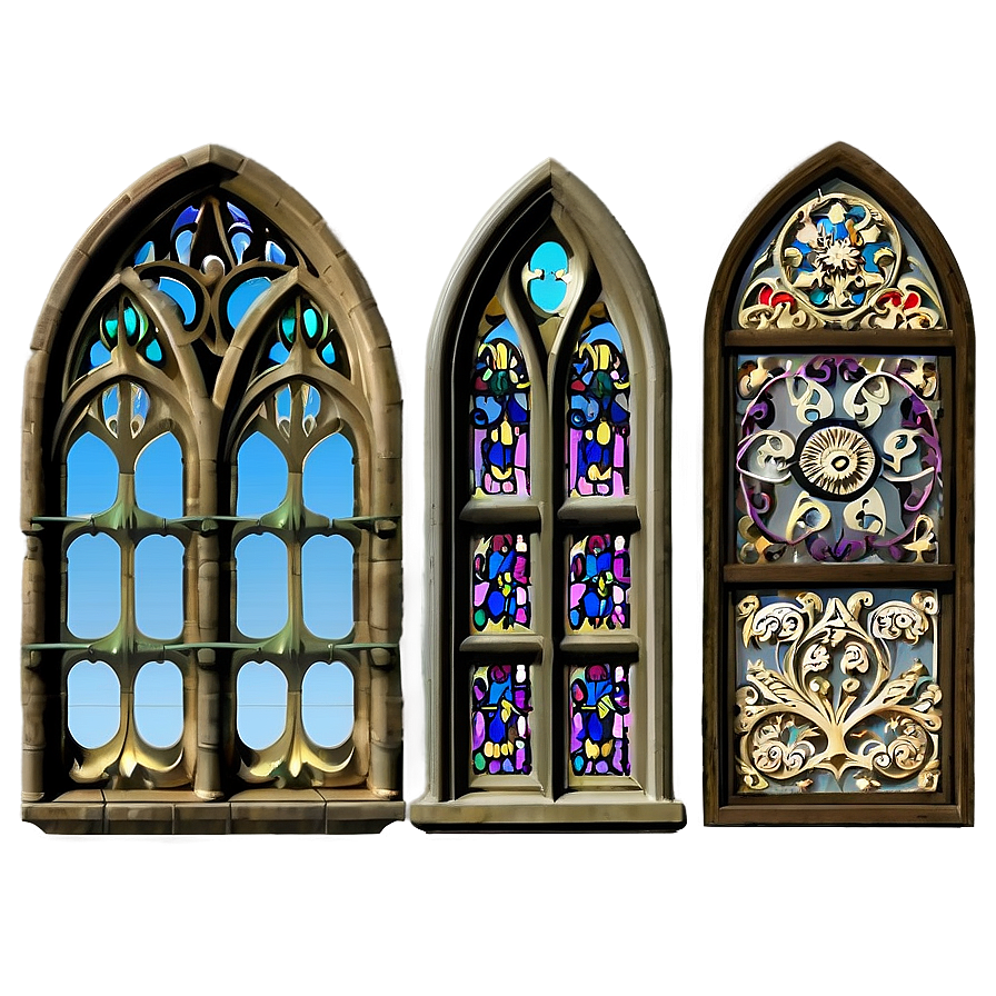 Detailed Gothic Windows Png 06112024