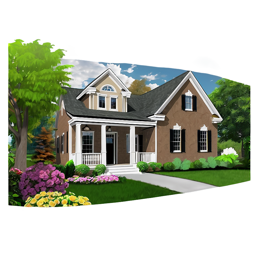 Detailed House Illustration Png Qft65