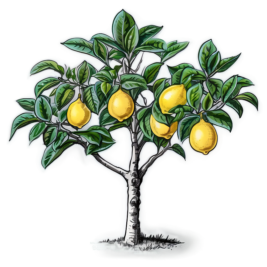 Detailed Lemon Tree Sketch Png 06212024