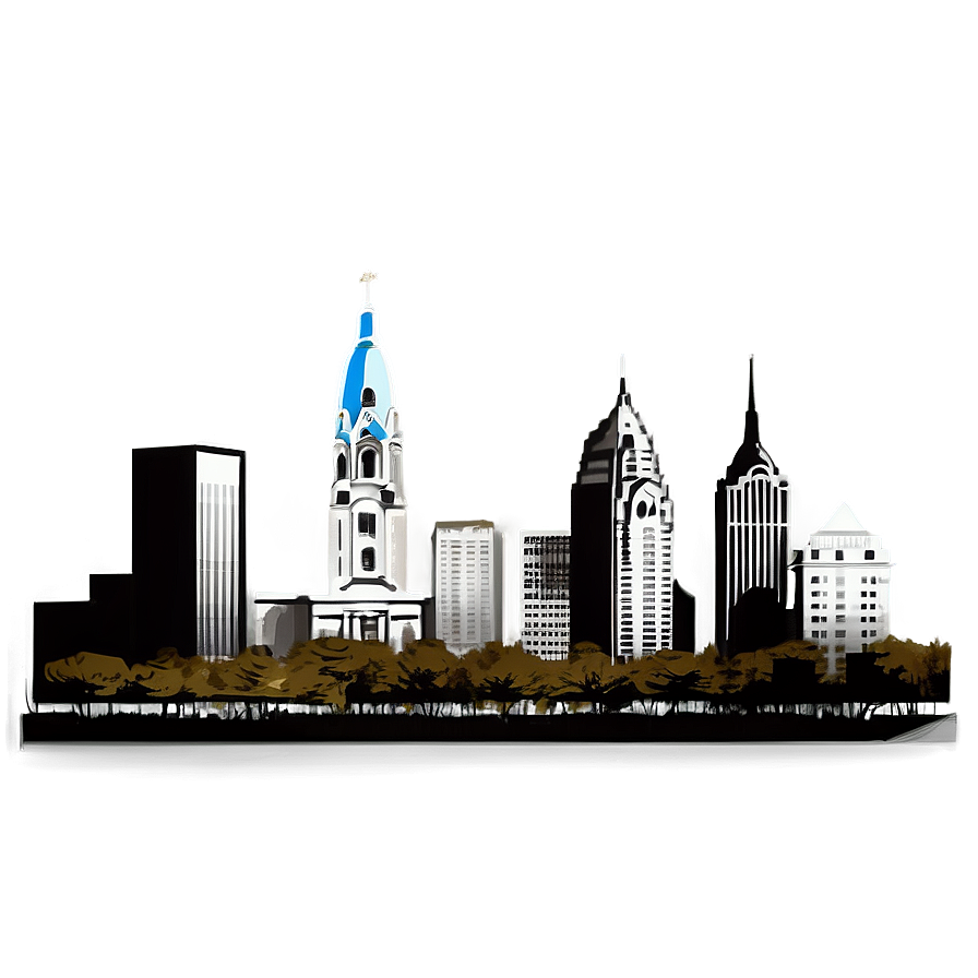 Detailed Philadelphia Skyline Illustration Png Onf26