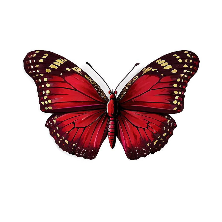 Detailed Red Butterfly Png Csk50