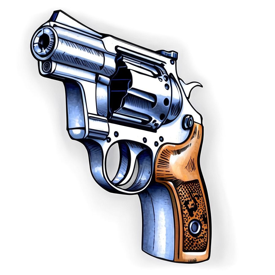 Detailed Revolver Sketch Png 05242024