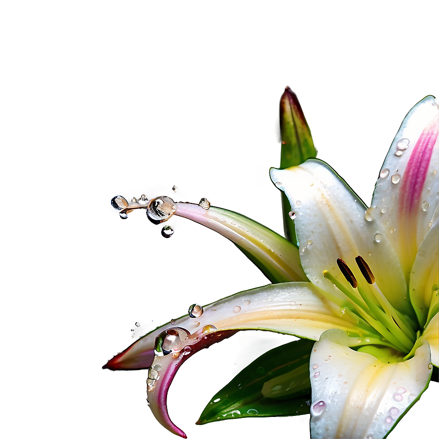 Dew On Lily Flower Png 24