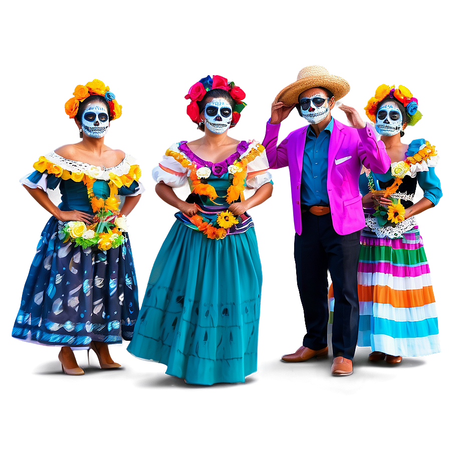 Dia De Los Muertos Folk Dancers Png 15