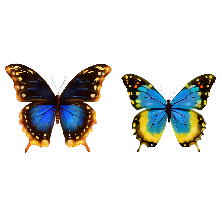 Digital Blue Butterflies Png Mra