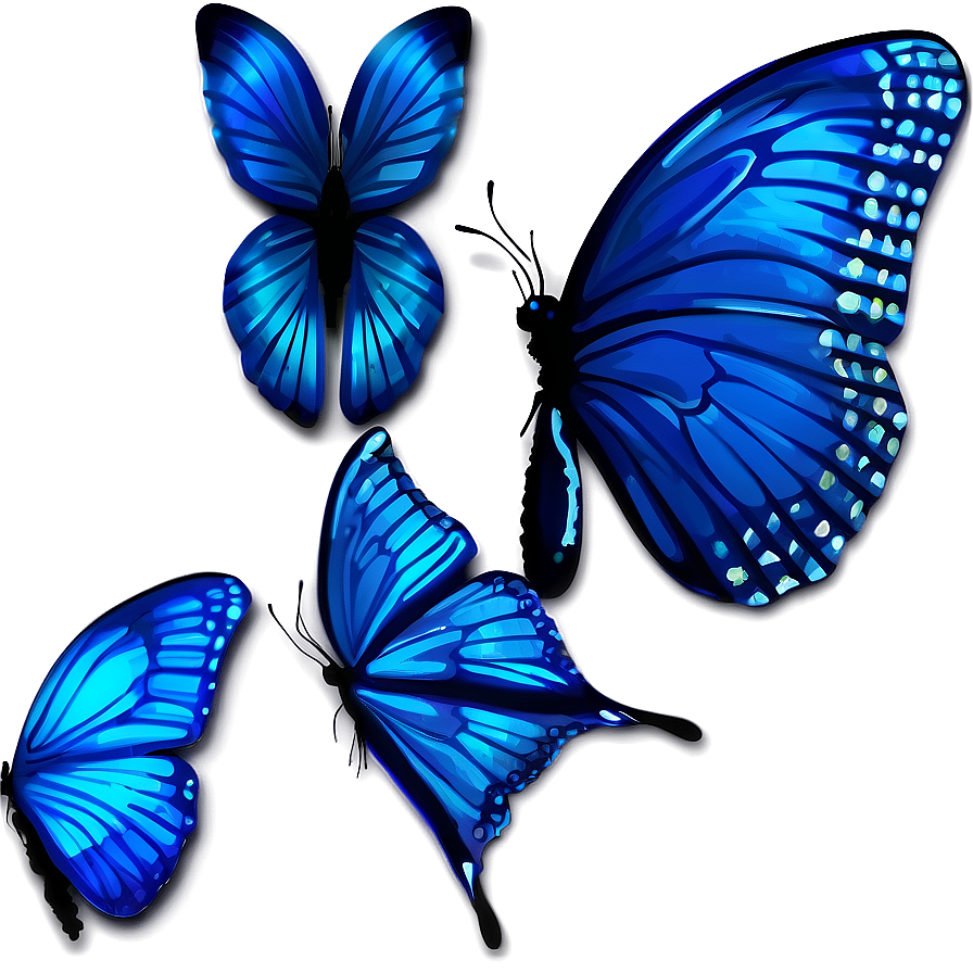 Digital Blue Butterflies Png Qpc