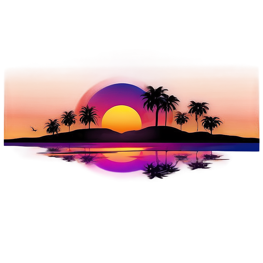 Digital Retro Sunset Landscape Png 06252024