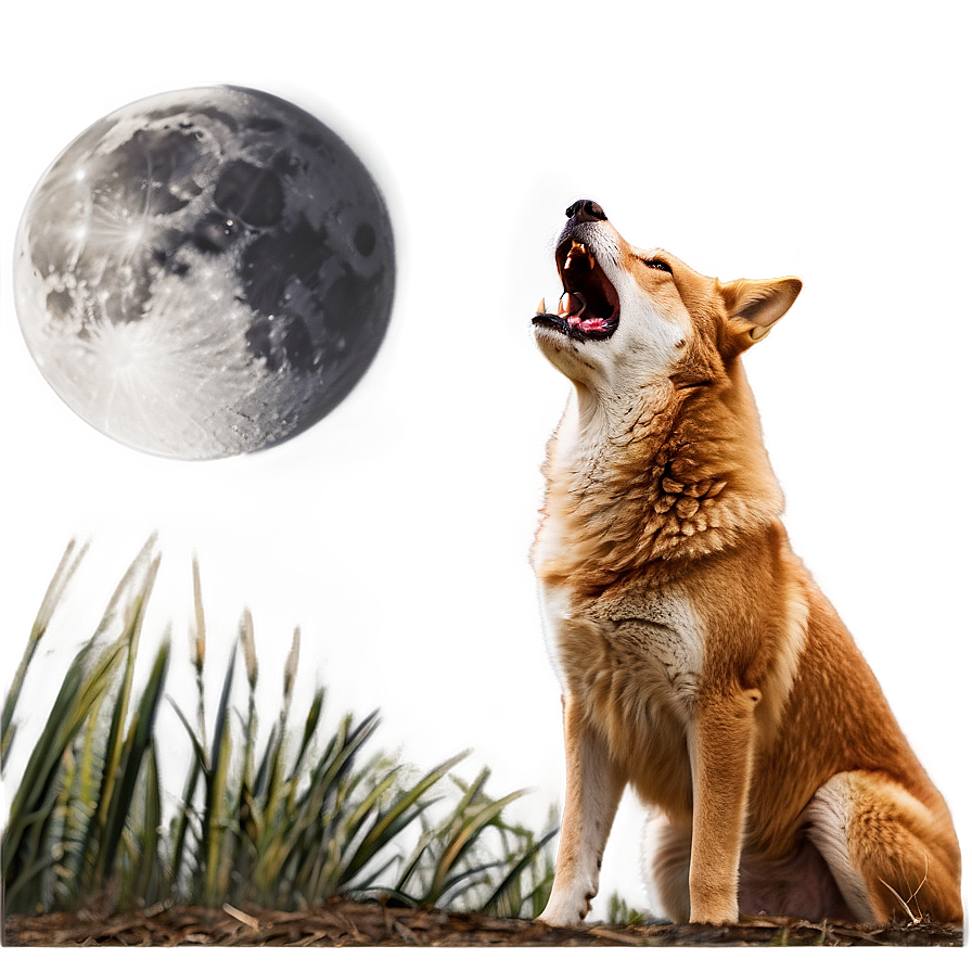 Dingo Howling At Moon Png Plm