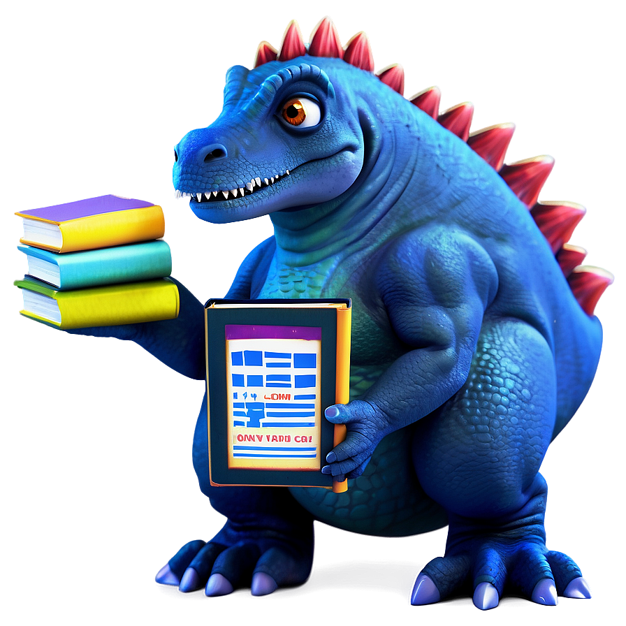 Dino With Book Png 06122024