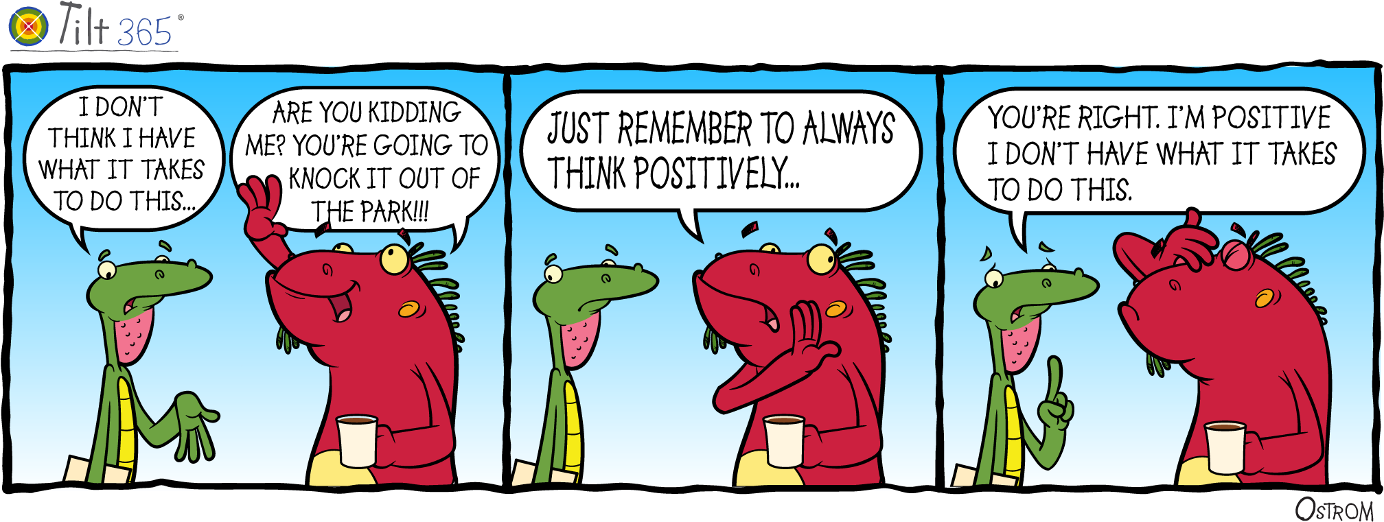 Dinosaur Comic Self Doubtand Positivity