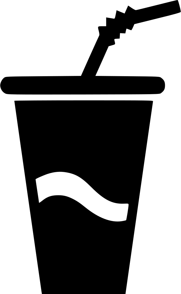 Disposable Cup With Straw Silhouette