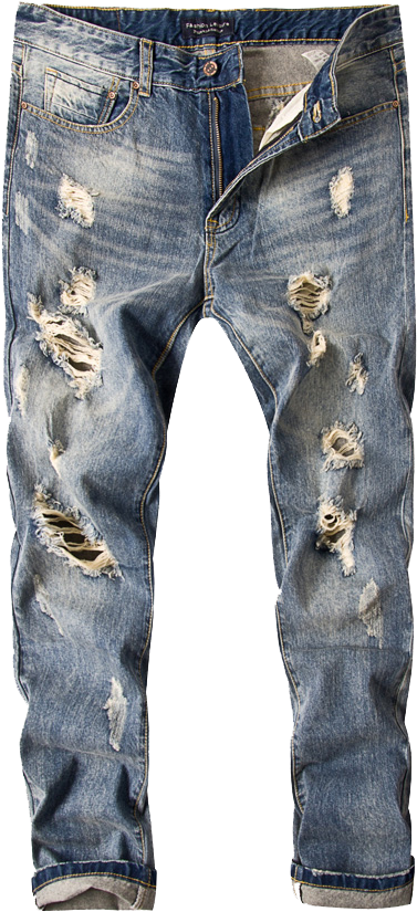 Distressed Blue Denim Jeans