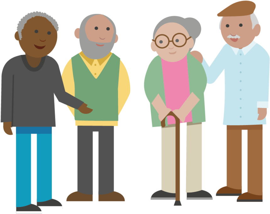 Diverse Elderly People Standing Together