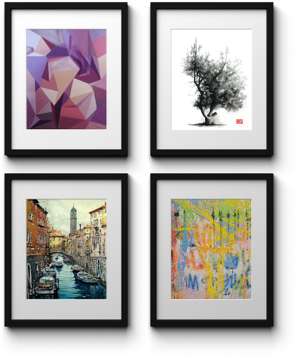 Diverse Framed Art Collection