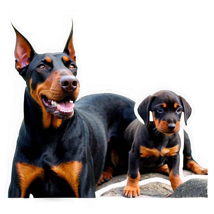 Doberman And Puppy Png Vth1