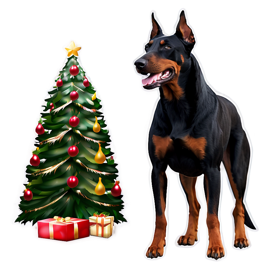 Doberman Christmas Png Ghn