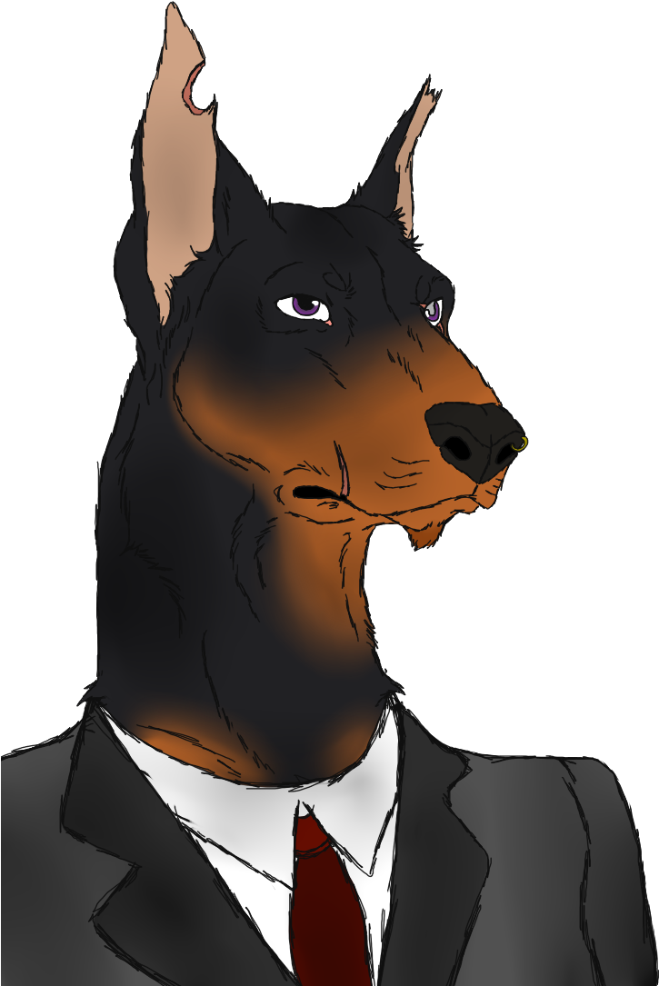 Doberman In Business Suit Illustration