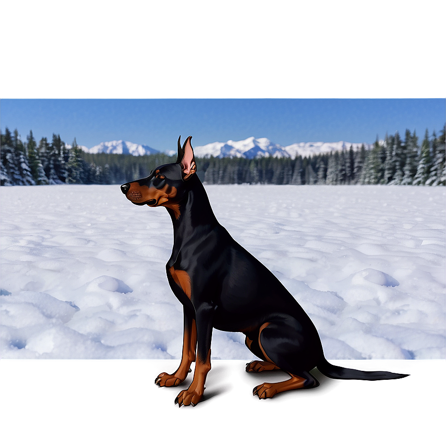 Doberman In Snow Png 61