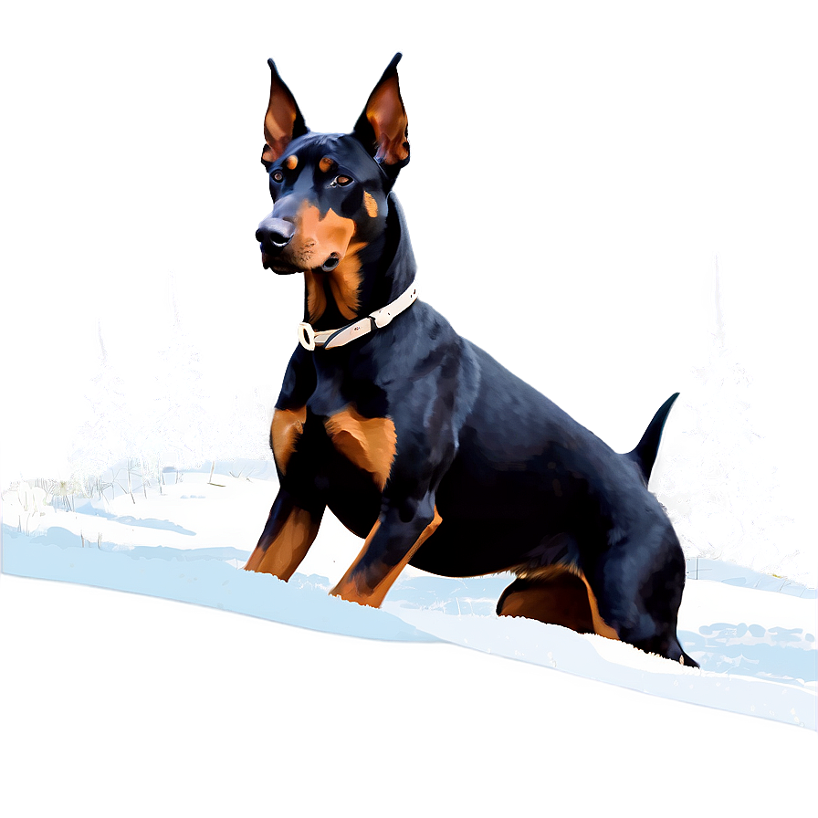 Doberman In Snow Png 73