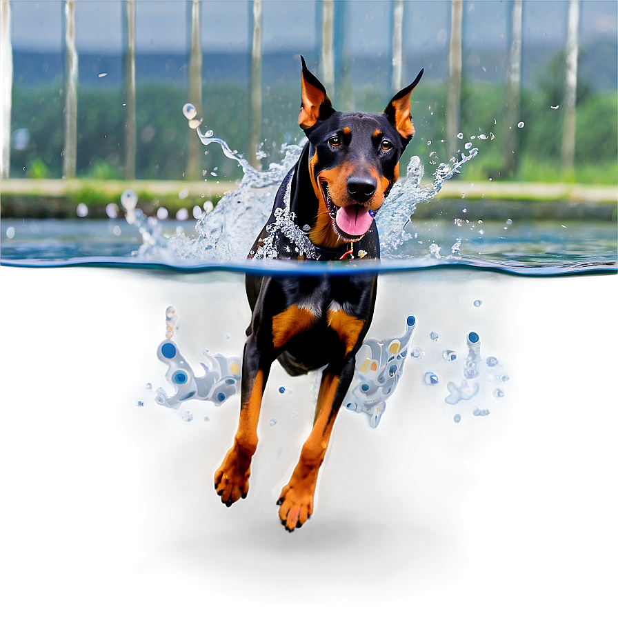 Doberman Swimming Png Iij71