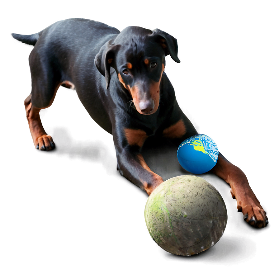 Doberman With Ball Png Rgc