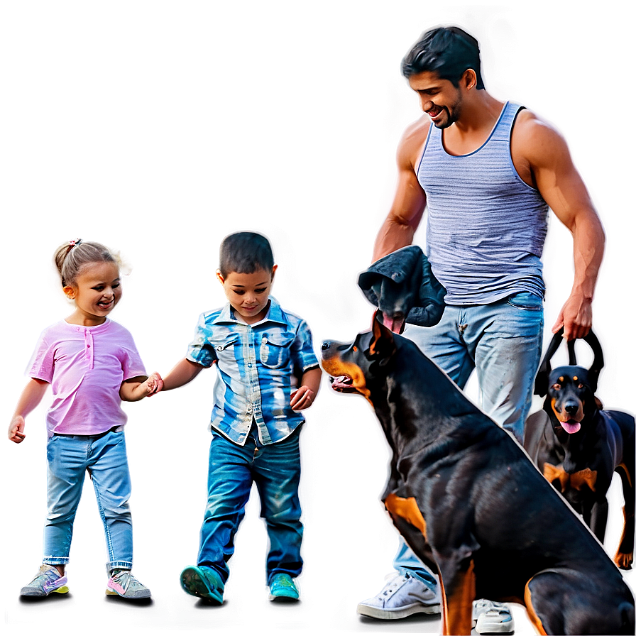 Doberman With Kids Png 06252024