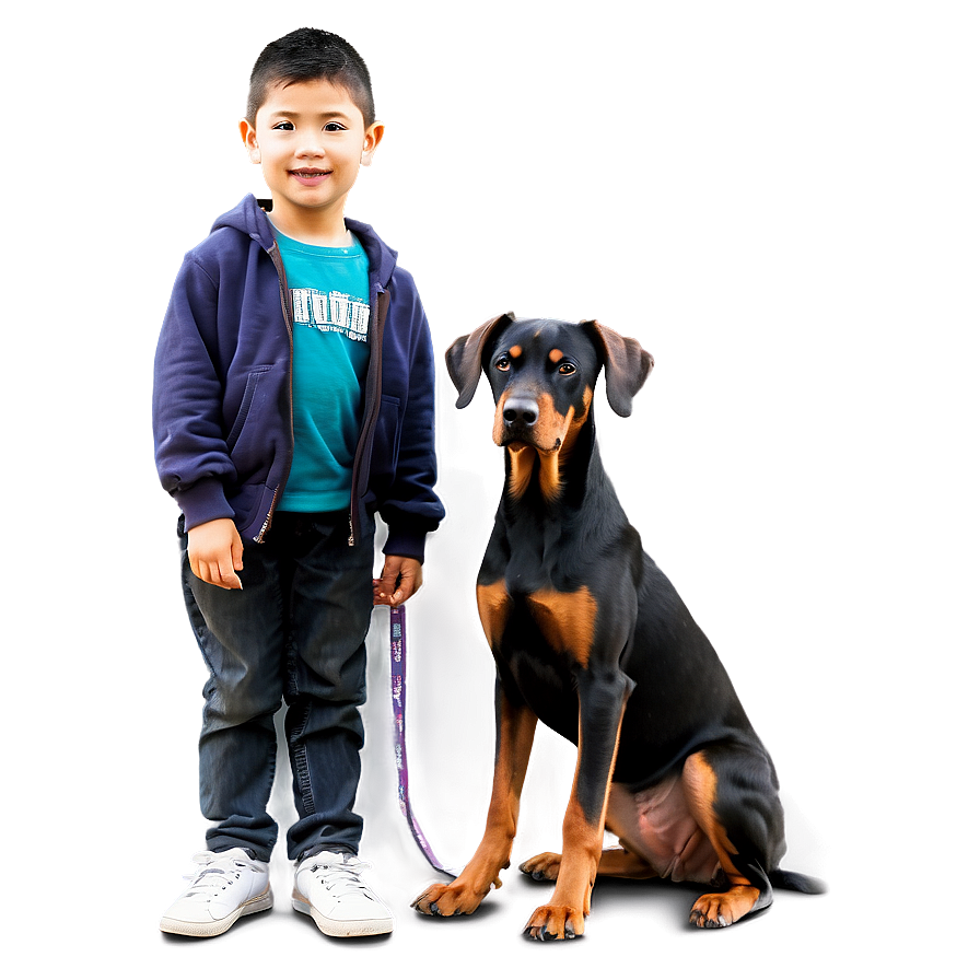 Doberman With Kids Png 06252024