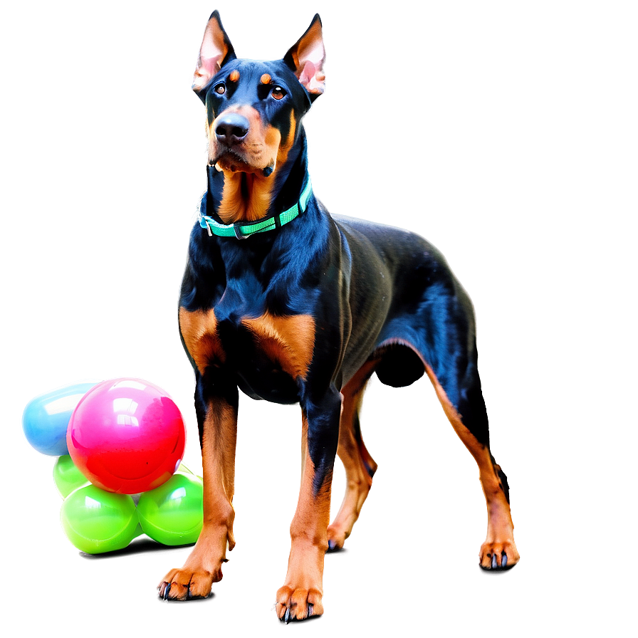 Doberman With Toys Png Efr12