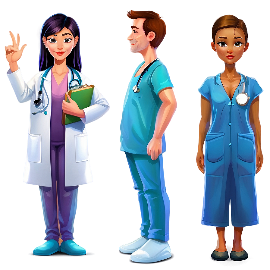 Doctor Cartoon Character Set Png 06212024