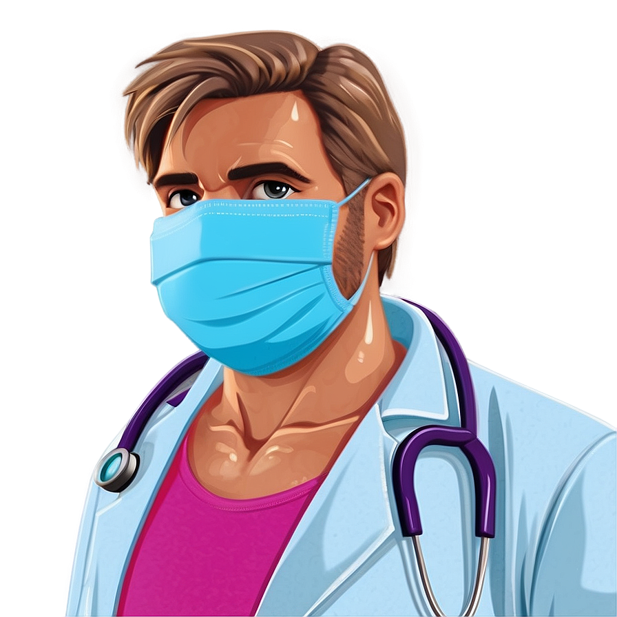 Doctor Cartoon Wearing Mask Png Cno73