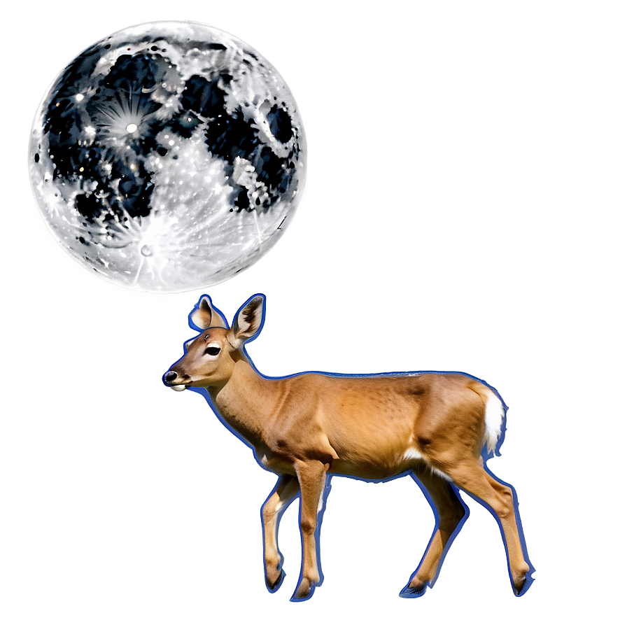 Doe And Full Moon Png Pux