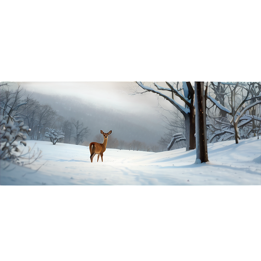 Doe In Snow Landscape Png Thv