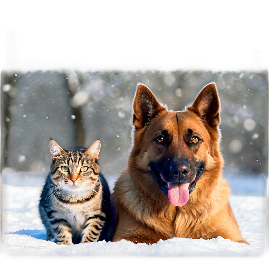 Dog And Cat In Winter Png 06242024