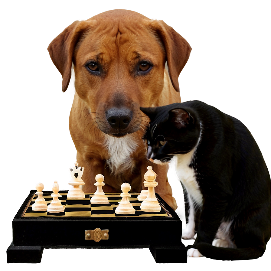 Dog And Cat Playing Chess Png Ism44