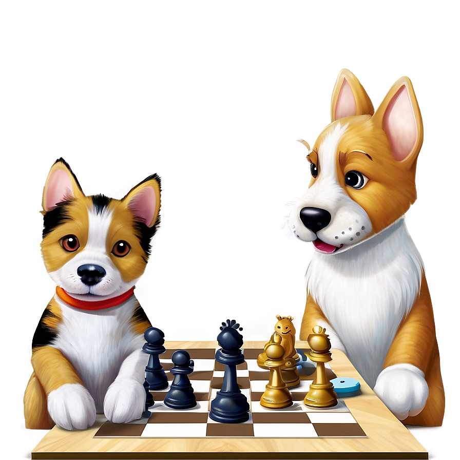 Dog And Cat Playing Chess Png Qel