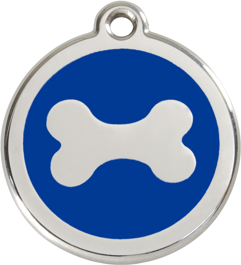 Dog Bone Tag Blue Background